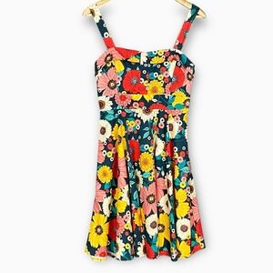 Ixia Womens Y2K Retro‎ Floral Rockabilly Fit Flare Dress Size L Sweetheart Neck